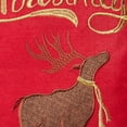 thumbnail image 6 of Violet Linen Seasonal Xmas Christmas Holiday Spirits Pattern, Polyester Embroidered Applique, Reindeer on Red, 18 Inch x 18 Inch, Decorative Throw Pillow Cover, 6 of 7