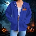 thumbnail image 6 of Mifsaly Womens Oversized Halloween Hoodie Spooky Graphic Zip Up Hooded Sweatshirt Casual Fall Long Sleeve Jacket for Party Everyday Novelty Blue,S, 6 of 8