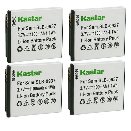 Kastar Battery 4-Pack Replacement for Samsung SLB-0937 Battery Samsung SAC-47 Charger Samsung CL5 CL50 CL80 I8 Digimax L730 Digimax L735 Digimax L830 NV4 NV33 ST10 Camera