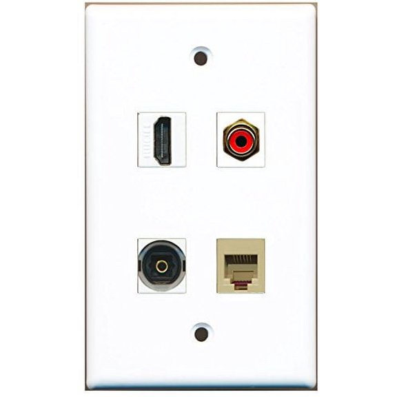 RiteAV - 1 Port HDMI 1 Port RCA Red 1 Port Phone RJ11 RJ12 Beige 1 Port Toslink Wall Plate