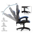 thumbnail image 3 of Bigzzia Gaming Chair Pu Leather Office Chair with Ergonomic Lumbar Pillow, Reclining Racing Game Chair Backrest and Seat Height Adjustable Swivel Recliner,Esports Chair with Headrest,Blue, 3 of 6
