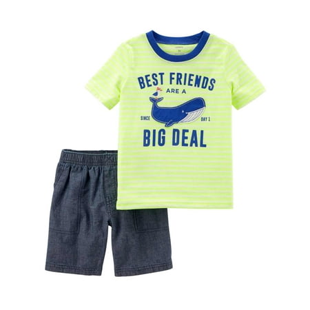 Carters Infant Boys Outfit Yellow Best Friends Whale Shirt & Chambray