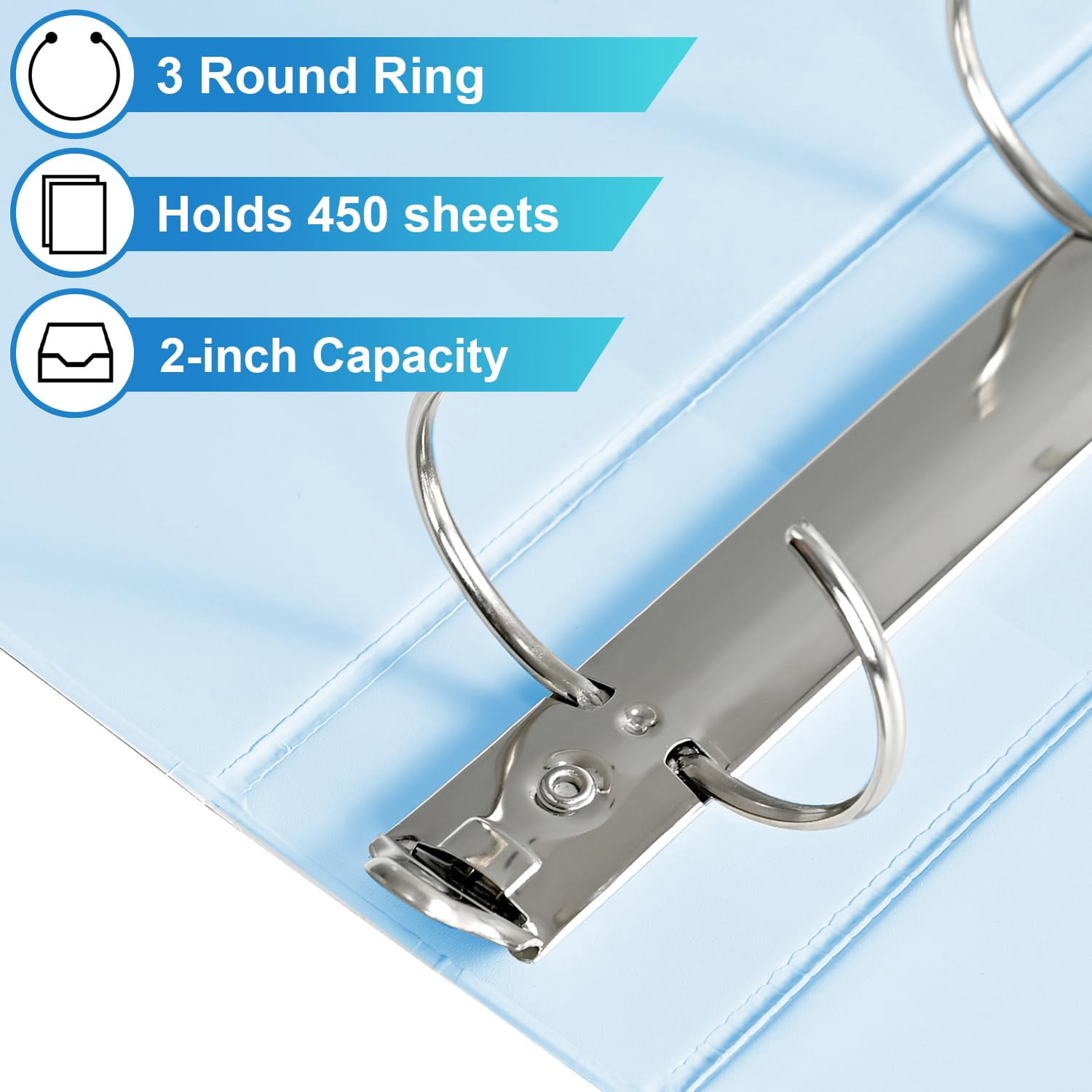 2 inch  Binders 3 Ring Notebooks Round Ring View Binder O-Ring 450 Sheets of Letter Size Paper Organizer with Pockets 4-Pack Assorted Color