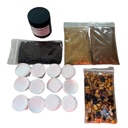 Ahumado, Jutia, Maiz Tostado, Atare y Manteca de Corojo 4 oz, Elegua Offering Kit, Santeria, Yoruba, Ifa EKU Eja Awado Atare Efun Agbado.
