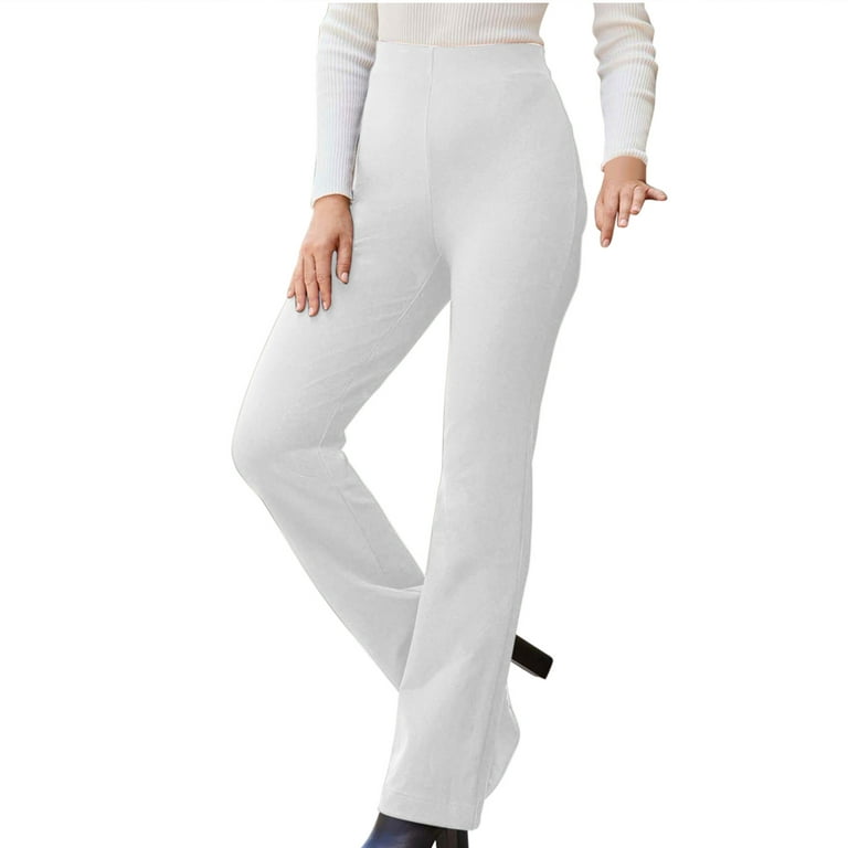 SSAAVKUY Womens Slim Fit Flare Solid Suit Pants Leisure Trousers  Bell-bottoms Solid Color Pants Comfy Holiday Cool Girl Dressy Fashion  Bottoms White 6