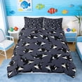 thumbnail image 2 of Manfei Cartoon Orca Dark Gray Duvet Cover Set for Kids Boys and Girls, Nautical Marine Print Bedding Full, Black Reversible 3-Piece, 1 Duvet Cover and 2 Pillowcases, 2 of 7