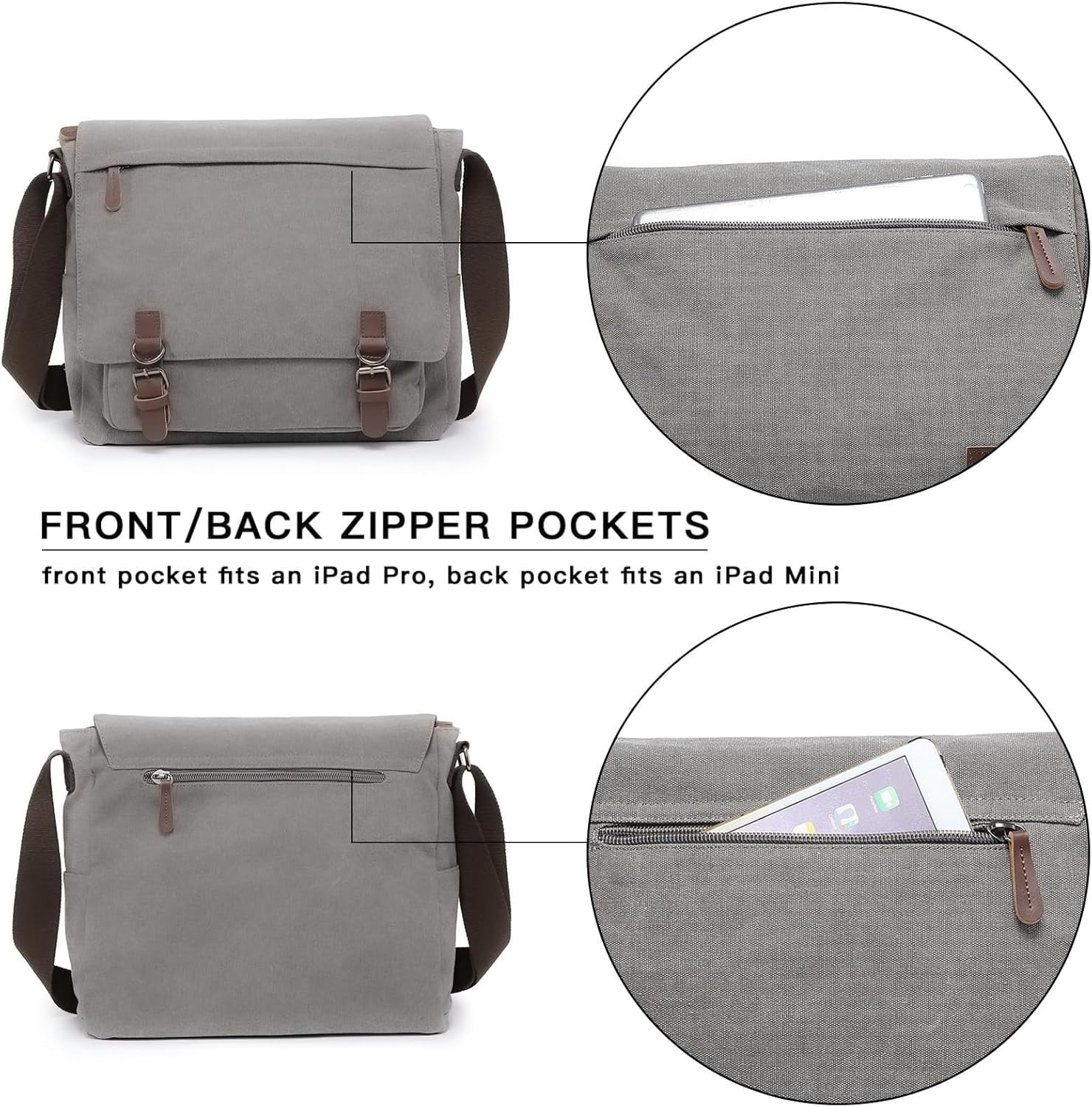 NANAHuang Large Vintage Canvas Messenger Shoulder Bag Travel Crossbody Purse Briefcase Business Bag for 15inch Laptop