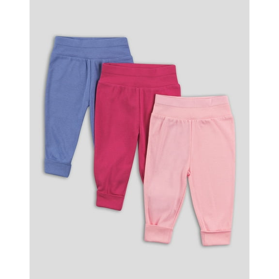 Hanes Flexy Baby Knit Pull-On Jogger Pants, 4-Way Stretch, Adjustable Waistband and Cuffs, Boys & Girls, 3-Pack Neutral Assorted 18M-24M