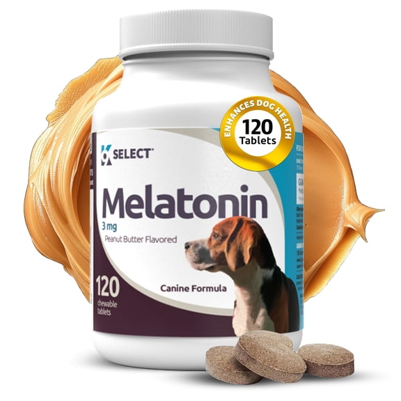 K9 Select Melatonin Tablets for Dogs, Peanut Butter Flavor, 120 Count
