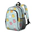 thumbnail image 2 of Multicolor Cat and Dot Blue Pattern Backpack for School, Cute School Bag with Adjustable Shoulder Straps and Padded Back, 15"x11.42"x5.5", 2 of 5