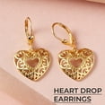 thumbnail image 2 of 14K Yellow Gold Plated Love Heart Drop Earrings for Women 925 Sterling Silver Leverback Filigree Jewelry Birthday Christmas Gifts for Women, 2 of 10
