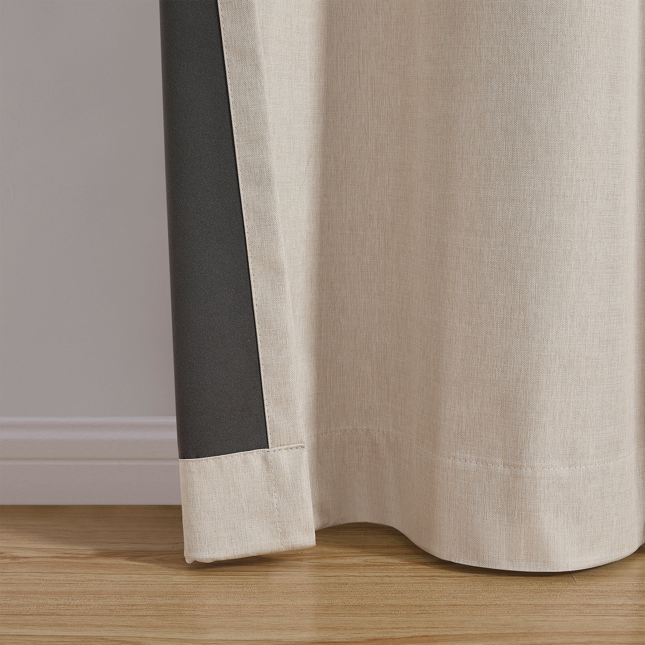 Mainstays Iris Linen Look 100% Blackout Curtain Panel Pair, Set of 2 Room Darkening Drapes for Bedroom, Beige, 37"W x 95"L