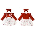 thumbnail image 5 of Gyratedream Baby Girl Clothes Newborn Fox Printed Romper Dress Long Ruffle Sleeve Outfits Floral Suspender Skirt Overall Infant Jumpsuit Set, 5 of 11