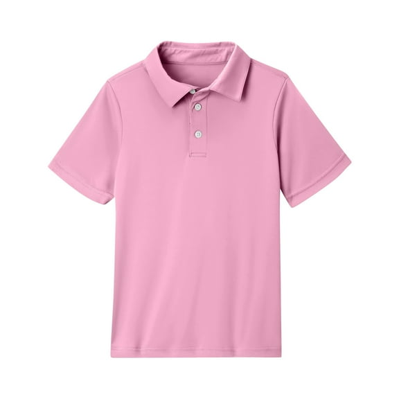 HAJWOH Junior Girls Polo Uniform Shirts School Short Sleeve Tops Casual Button Tshirts 2025 Summer New Collared Polo Shirts Comfy Clothing Pink 5-6 Years