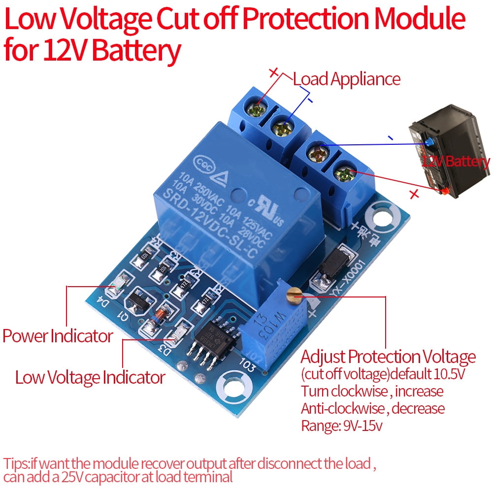 Low Voltage Cutoff Switch,12V Storage Battery Undervoltage