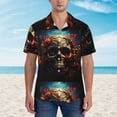 thumbnail image 2 of Fuzoiu Artistic Flower Butterfly Skull Print Hawaiian Shirt for Men, Summer Beach Casual Short Sleeve Button Down Shirts, Men’s Beach Summer Shirts with Pocket,XX-Large, 2 of 7