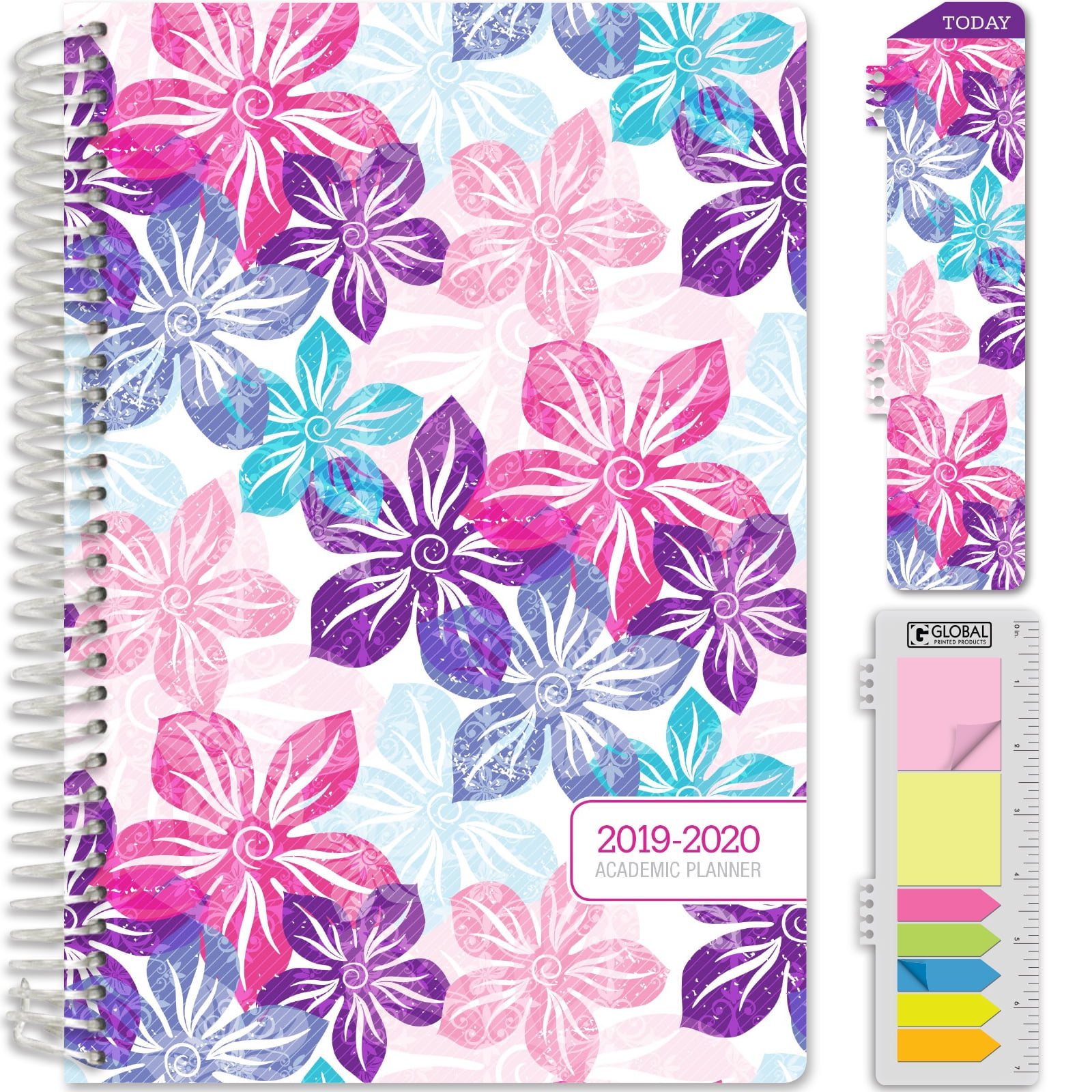 HARDCOVER Academic Year 2020-2021 Planner: Bonus Bookmark Pocket Folder and Sticky Note Set June 2020 Through July 2021 June 2020 - July 2021 5.5x8 Daily Weekly Monthly Planner Yearly Agenda