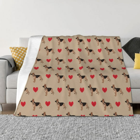 Fotbe German Shepherd Dog Manta de Franela con Estampado, Manta Ultrasuave para Cama, Sofá, Auto, Hipoalergénica y Antibolitas-50"x40"