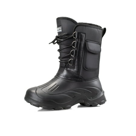 

Daeful Duck Boots for Men Waterproof Winter Snow Boots Plush Lined Warm Shoes Black Without Steel Spikes 7.5