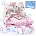 thumbnail image 3 of (2 pack) OBENSKY Roller Skates 4 Size Adjustable w/ Light up Wheels,Birthday Gift for Girls&Boys Beginners-Blue/Pink,Patines Para Niñas, 3 of 10