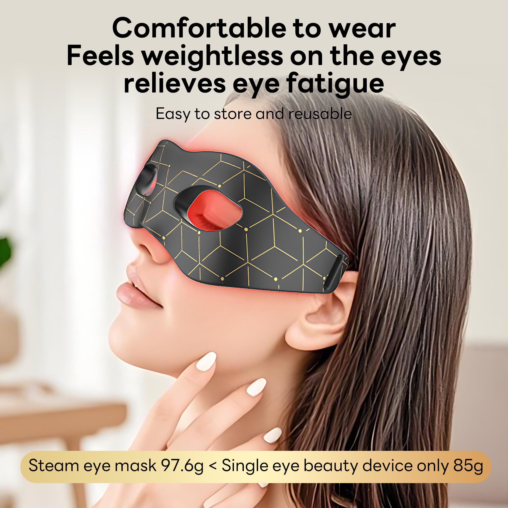 INSMART 7-Color LED Eye Mask with 24 LEDs – Rechargeable Light Care Device for Eye Area Relaxation, 5 Brightness Levels, 60-Min Timer
