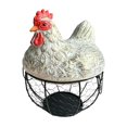 thumbnail image 2 of Cesta para almacenar huevos, soporte para huevos frescos, organizador redondo rústico, caja decorativa para recoger huevos, contenedor para encimera. Blanco, 2 of 8