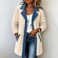thumbnail image 7 of WAGUTH Women's Corduroy Denim Patchwork Jacket Lapel Collar Button Down Casual Mid Length Coat with Pockets for Fall Winter Daily Wear, 7 of 7
