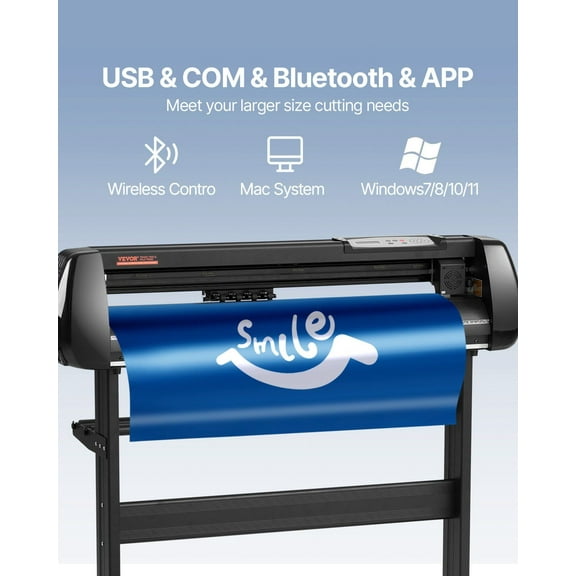 【34inch Bluetooth Vinyl Cutter Machine】Offline Cutting Plotter with Steel Roller, 400in Adjustable Speed Force, SignMaster Software Tool for DIY Craft & Sign Making on Windows & Mobile