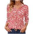 thumbnail image 2 of Jsaierl Women's 3/4 Sleeve Tops Summer V Neck Shirts Boho Graphic Ladies Blouses Flowy Loose Fit Tunic Top S-2XL, 2 of 6