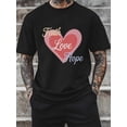 thumbnail image 5 of Men's T-Shirt Faith Love Hope Simple Heart Short Sleeve Casual Tee Classic Crew Neck T-Shirt for Men, Black L, 5 of 6