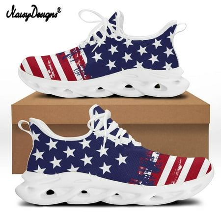 

Noisydesigns Summer/Autumn Casual Men Mesh Kintting Flats Shoes US Flag Prints White Bottom Wear-resistant Sneakers for Teens