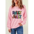 thumbnail image 5 of Women's Pink HOLLY JOLLY Christmas Graphic Sweatshirt - Festive Letter Print | [ZhiHiMeRi] | (US 20-22)2XL, 5 of 7