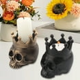 thumbnail image 2 of Happydeer Halloween Crown Skull Candle Holder Votive Tealight Candle Stand Living Room Bathroom Candlestick Decoration Table Centerpiece Ornament (Bronze Coffee), 2 of 13