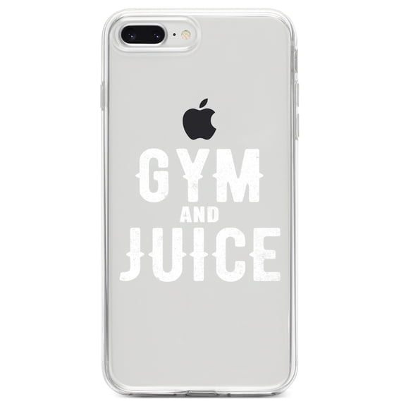 DistinctInk Clear Shockproof Hybrid Case for iPhone 7 PLUS / 8 PLUS (5.5" Screen) TPU Bumper Acrylic Back Tempered Glass Screen Protector - Gym And Juice