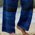 thumbnail image 5 of FAWUUDO Men's Casual Print Pants Elastic Waist Drawstring Ethnic Straight Wide Leg Pants XL M-Blue, 5 of 5
