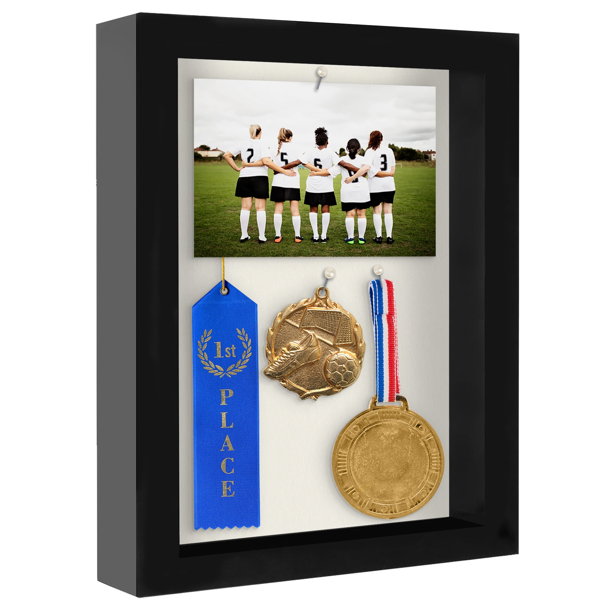 Americanflat 8x10 Shadow Box Frame with Shatter-Resistant Glass Silhouette Collection Large Display - Black