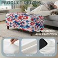 thumbnail image 4 of SEANATIVE Storage Ottoman Slipcover Stretch Ottoman Cover Scratch Resistant Footrest Stool Cover Rectangular Storage Bench Covers with Non-Slip Elastic Bottom, S, Tie-dye Red White Blue, 4 of 7