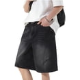 thumbnail image 4 of Mens Jorts Y2k Baggy Vintage Grunge Jean Shorts Knee Length Relaxed Fit Denim Shorts (Black XL), 4 of 4