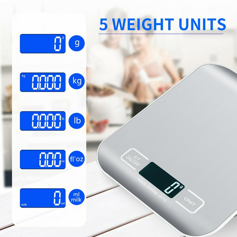 15KG LCD Electronic Kitchen Scales 15kg 1g Stainless Steel Diet Food  Digital Scale Touch Grams Weighing Balance Blue Backlight
