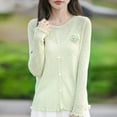 thumbnail image 2 of Stylish Cardigan With Ruffle Edges And Floral Knit Design For Versatile Layering And Comfort Cardigan Sweaters for Women, 2 of 2