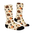 thumbnail image 5 of Halloween Lantern Pumpkin Print Socks, All Over Pumpkin Print Mid Calf Socks, Classic Novelty Socks for Halloween Celebration and Daily Outfit Beige, 5 of 7