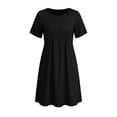 thumbnail image 5 of hotojiny Spring Dresses for Women Loose Fit Casual Pleated Mini Dresses Soft Short Sleeve Crewneck Sundresses for Beach Travel, 5 of 7
