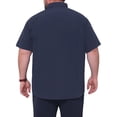 thumbnail image 3 of INSPIRE CHIC Men's Big & Tall with Chest Pocket Button Down Short Sleeve Business Shirts 2XL Dark Blue, 3 of 5
