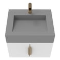 thumbnail image 3 of Castello USA Nile 24" White Wood Floating Vanity with Gray Top and Gold Trim, 3 of 10