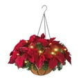 thumbnail image 3 of Cesta artificiales Poinsettia artificial LED con luces de cadena Zulema Cesta colgante, 3 of 7