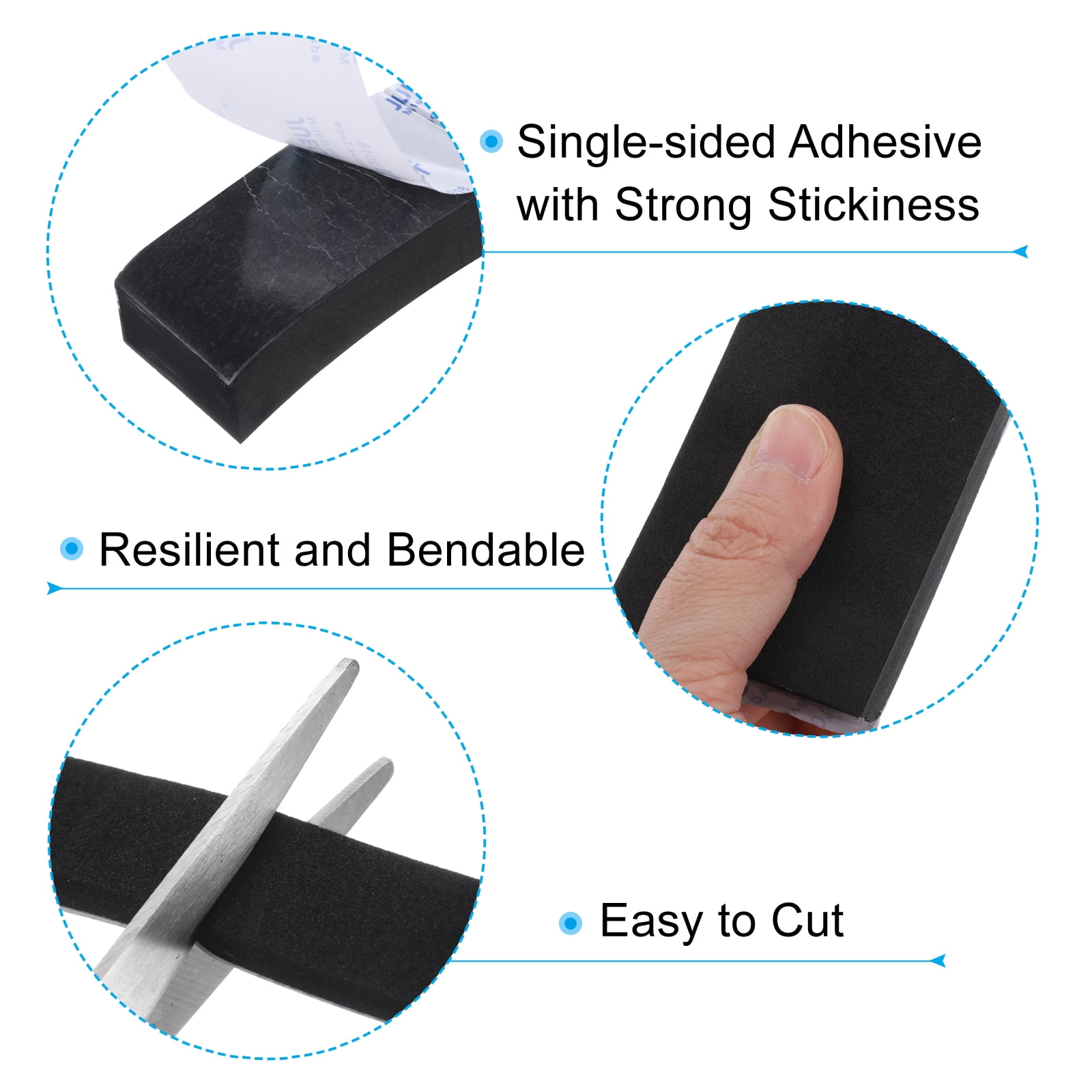 Unique Bargains Insulation Self-Adhesive EVA Weather Stripping Black 6.6Ft