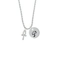 thumbnail image 2 of Delight Jewelry Silvertone Small Ankh Silvertone Script Initial Disc - P - Charm Necklace, 20"+3", 2 of 4