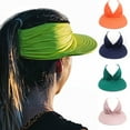 thumbnail image 3 of Summer Women Sun Hat Solid Color Anti-ultraviolet Hollow Out Top Elastic Wide Brim Sun Visor for Outdoor, 3 of 10