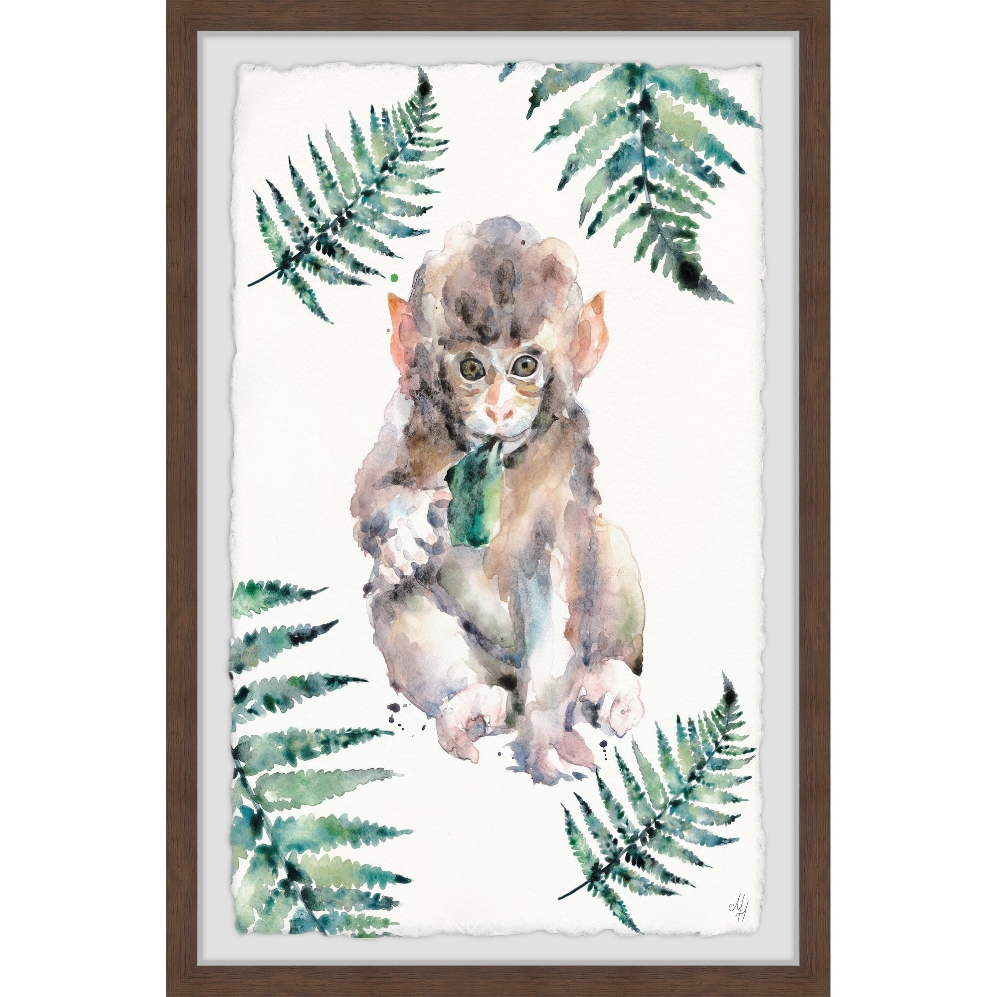 Marmont Hill Monkey Fern Framed Wall Art, 20.00" x 1.50"