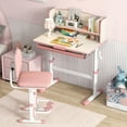 thumbnail image 3 of Costway Bureau d'Étude pour Enfants avec Plateau Inclinable à 7 Niveaux, Hauteur Réglable, Tiroir Coulissant, Rose, 3 of 10
